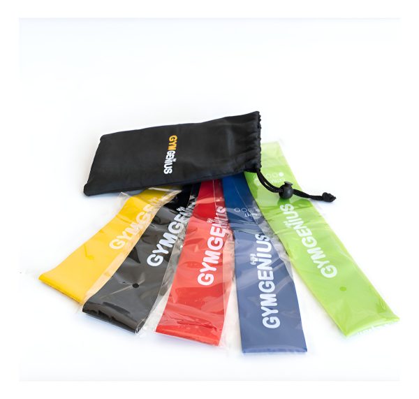 Kit / Set 5 Bandas Premium Gymgenius Diferentes Intensidades Negro