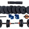 Mancuernas Y Discos 35kg Para Entrenamiento En Casa Negro Y Naranja