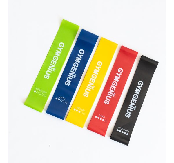 Kit / Set 5 Bandas Premium Gymgenius Diferentes Intensidades Negro