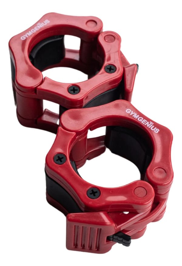 Tope Para Barra Olímpica 50mm Collar Rojo Par Gymgenius Rojo 50 Mm