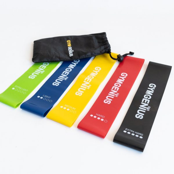 Kit / Set 5 Bandas Premium Gymgenius Diferentes Intensidades Negro