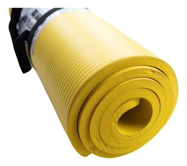 Mat Yoga 15 Mm - 1,5cm Espesor Amarilla Gymgenius Con Correa Amarillo