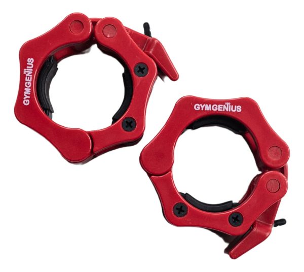 Tope Para Barra Olímpica 50mm Collar Rojo Par Gymgenius Rojo 50 Mm