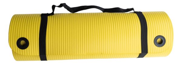 Mat Yoga 15 Mm 1,5cm Espesor Amarilla Gymgenius Con Correa Amarillo